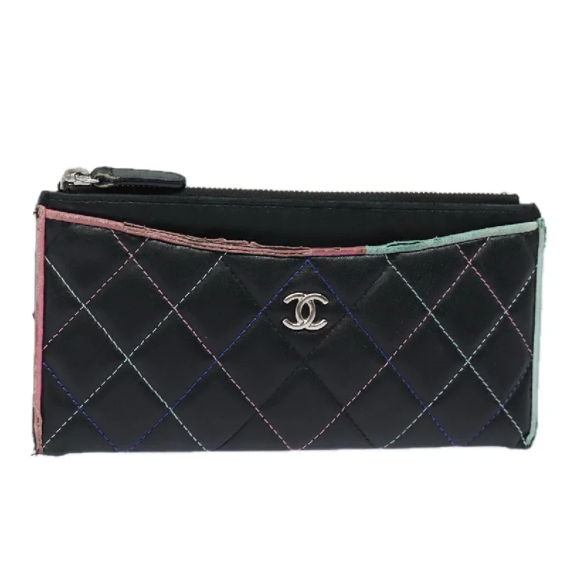 Chanel Lightweight Handbag for Daily ErrandsCHANEL Matelasse Accessory Case Pouch Lamb Skin Black CC  81802