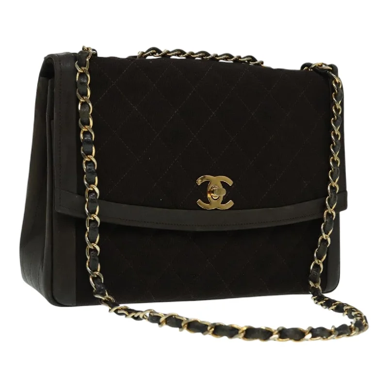 Chanel New Arrival Handbag with Gold HardwareCHANEL Matelasse Chain Hand Bag Cotton Brown Gold CC  bs18526