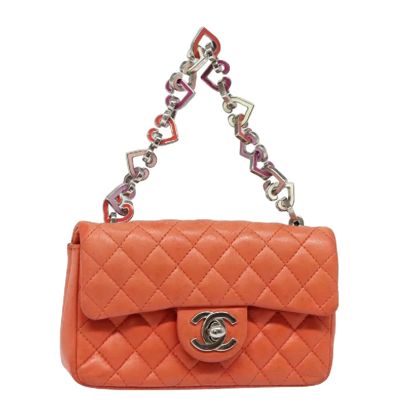 Chanel Vintage Inspired Handbag for Retro LoversCHANEL Matelasse Chain mini Hand Bag Lamb Skin Orange CC  82245A