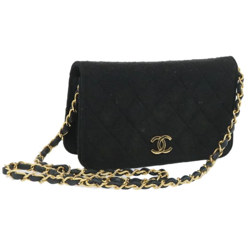 Chanel Handbag with Adjustable Strap for ComfortCHANEL Matelasse Chain Shoulder Bag Cotton Black CC  bs12038