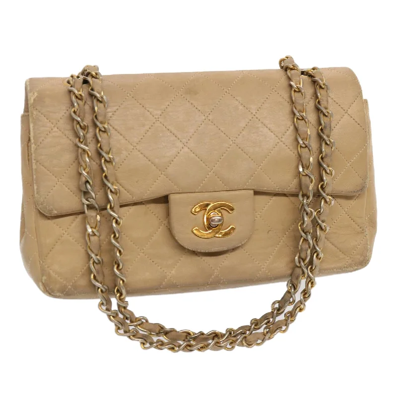 Chanel Lightweight Handbag for Daily ErrandsCHANEL Matelasse Chain Shoulder Bag Lamb Skin Beige CC  70454A