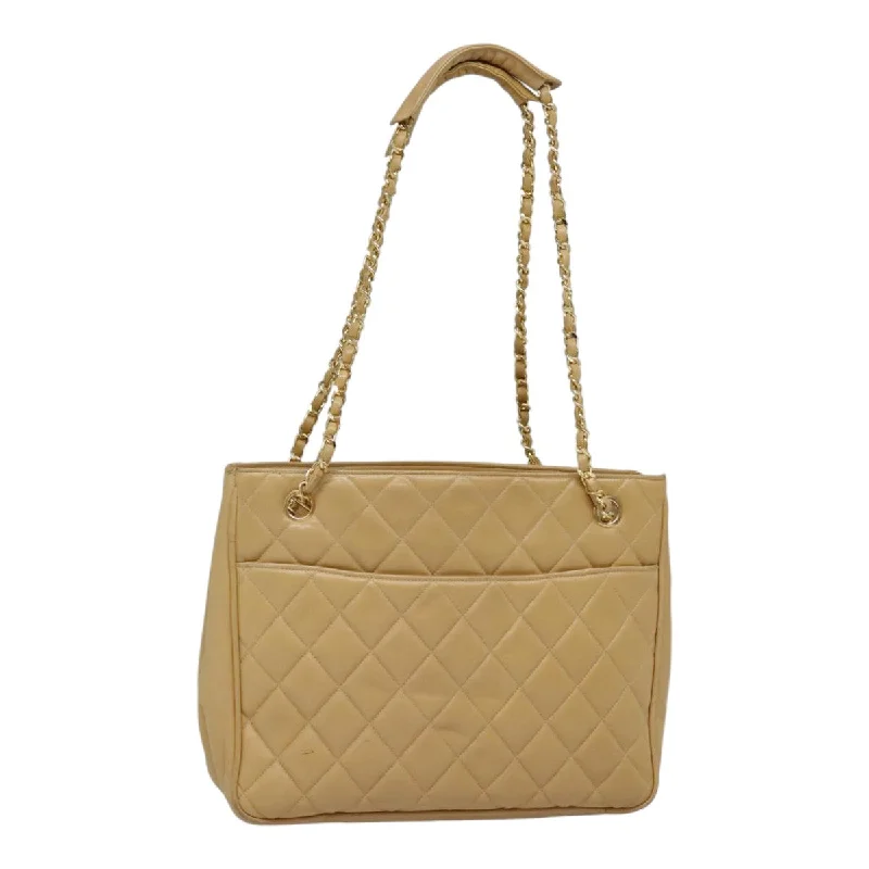 Chanel Classic Flap Bag for Evening PartyCHANEL Matelasse Chain Shoulder Bag Lamb Skin Beige Gold CC  91313