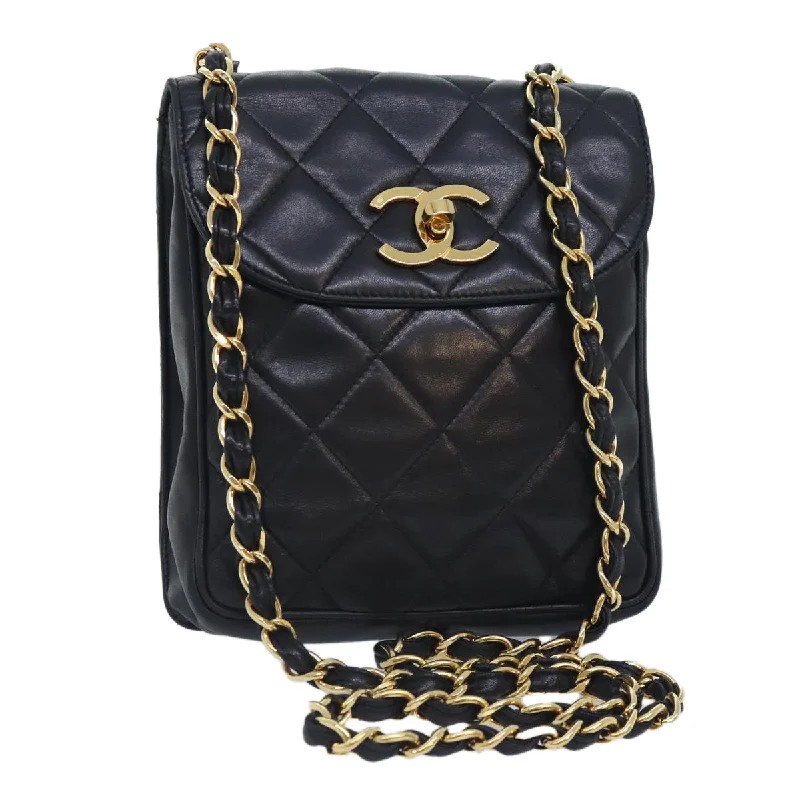 Chanel Lightweight Handbag for Daily ErrandsCHANEL Matelasse Chain Shoulder Bag Lamb Skin Black CC  yk14961A