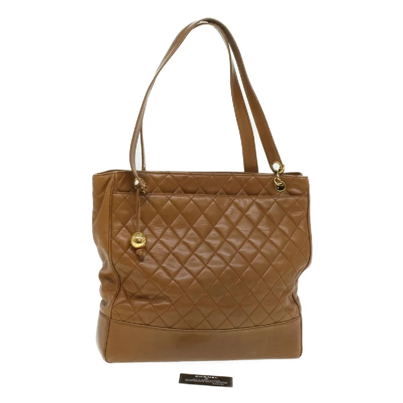 Chanel Medium Tote Bag for Office LadiesCHANEL Matelasse Chain Shoulder Bag Lamb Skin Brown CC  ar8527