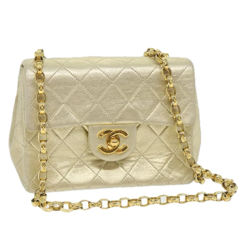 Chanel Classic Flap Bag for Evening PartyCHANEL Matelasse Chain Shoulder Bag Lamb Skin Gold CC  58346A