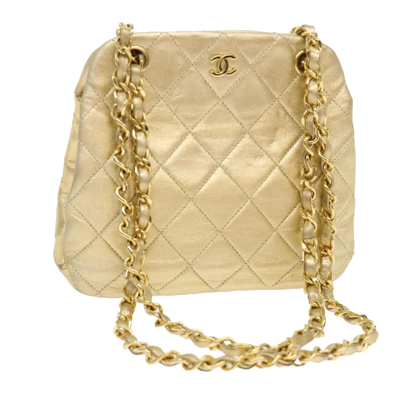 Chanel All - Match Handbag for Versatile StylingCHANEL Matelasse Chain Shoulder Bag Leather Gold CC  53015A