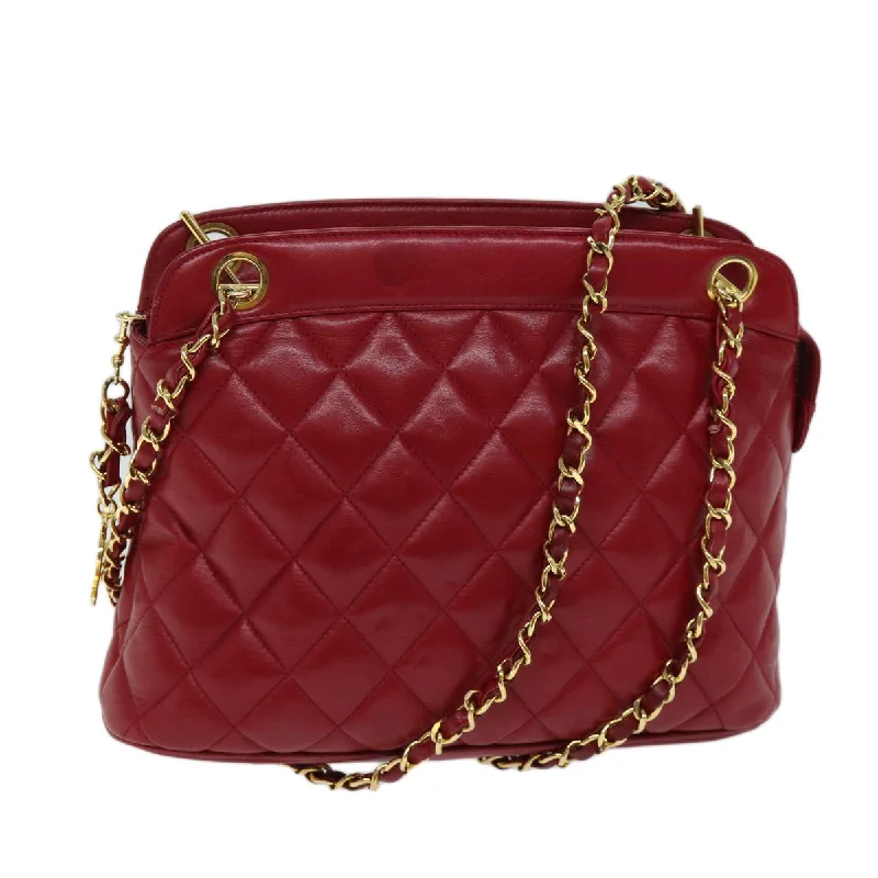 Chanel Designer Handbag with Unique DesignCHANEL Matelasse Chain Shoulder Bag Leather Red CC  yk11662