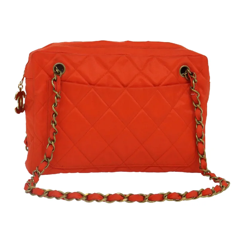 Chanel Small Crossbody Bag for TravelCHANEL Matelasse Chain Shoulder Bag Nylon Orange Gold CC  bs17255