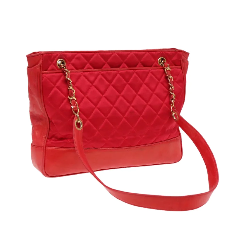 Chanel New Arrival Handbag with Gold HardwareCHANEL Matelasse Chain Shoulder Bag Satin Red Gold CC  bs17153