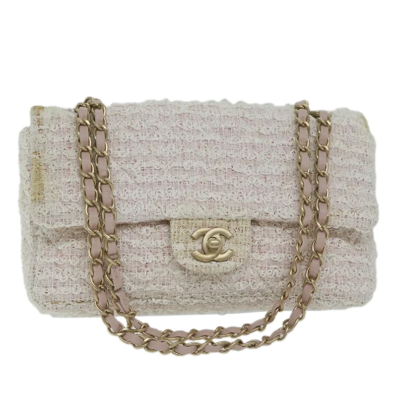 Chanel Chain Strap Handbag for Everyday UseCHANEL Matelasse Chain Shoulder Bag Tweed Pink CC  60753A