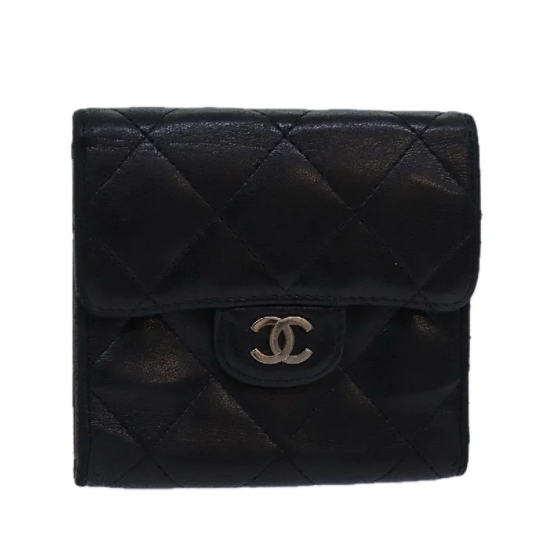 Chanel Designer Handbag with Unique DesignCHANEL Matelasse Compact Wallet Lamb Skin Black CC  yk13810