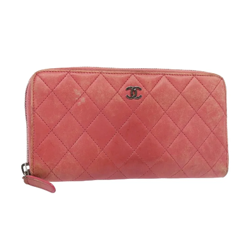 Chanel Limited Edition Handbag for CollectorsCHANEL Matelasse Long Wallet Lamb Skin Pink CC  79765