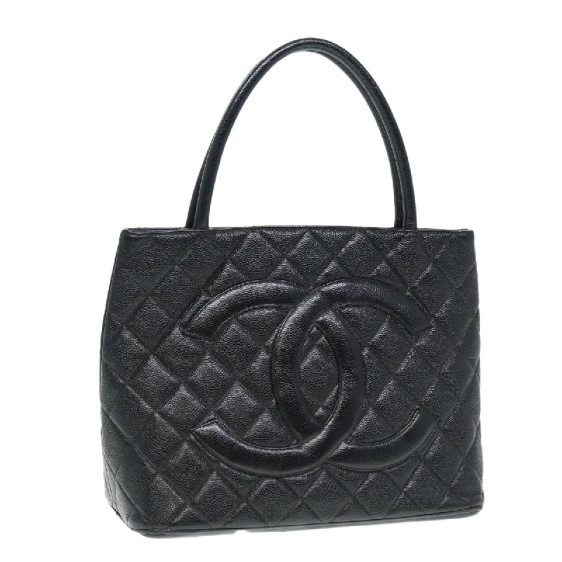 Chanel Black Handbag for Business MeetingsCHANEL Matelasse Reprint Tote Bag Caviar Skin Black Silver CC  bs16856