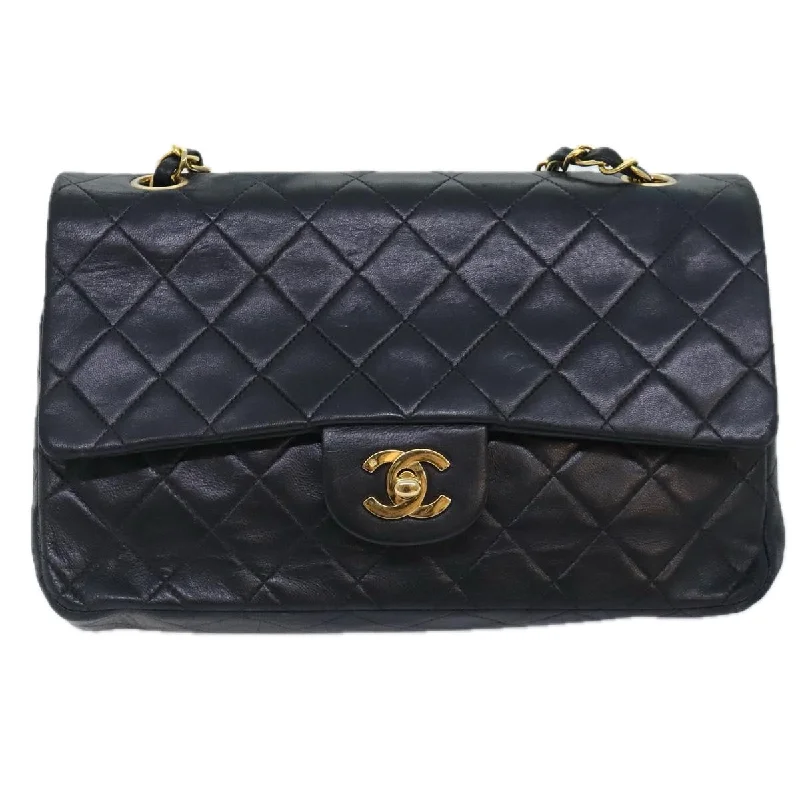 Chanel Classic Flap Bag for Evening PartyCHANEL Matelasse Turn Lock Chain Shoulder Bag Lamb Skin Black CC  yk15263A