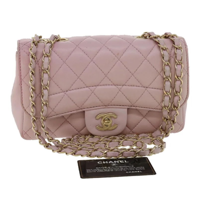 Chanel Lightweight Handbag for Daily ErrandsCHANEL Matelasse Turn Lock Chain Shoulder Bag Lamb Skin Pink CC  32151A