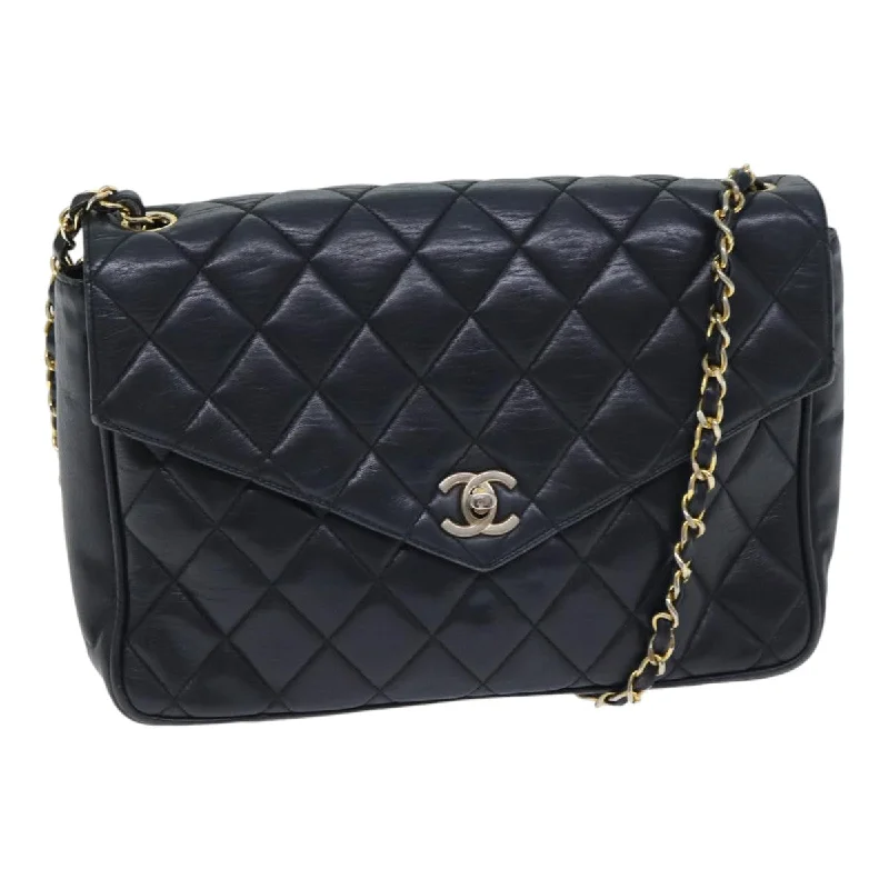 Chanel Classic Flap Bag for Evening PartyCHANEL Matelasse Turn Lock Chain Shoulder Bag Leather Black Gold CC  yk14695