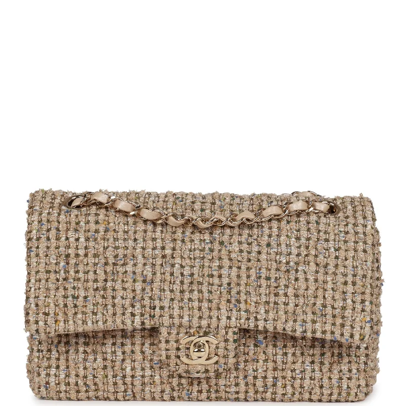 Chanel Medium Tote Bag for Office LadiesChanel Medium Classic Double Flap Beige Tweed Gold Hardware