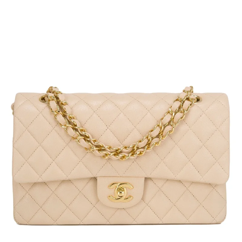 Chanel Quilted Leather Shoulder Bag for FashionistasChanel Medium Classic Handbag Beige Gold-Tone Metal