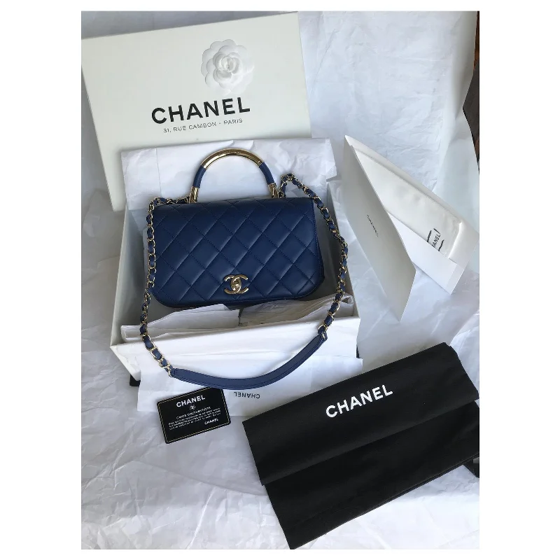 Chanel Black Handbag for Business MeetingsChanel Medium Flap Bag With Top Handle Blue