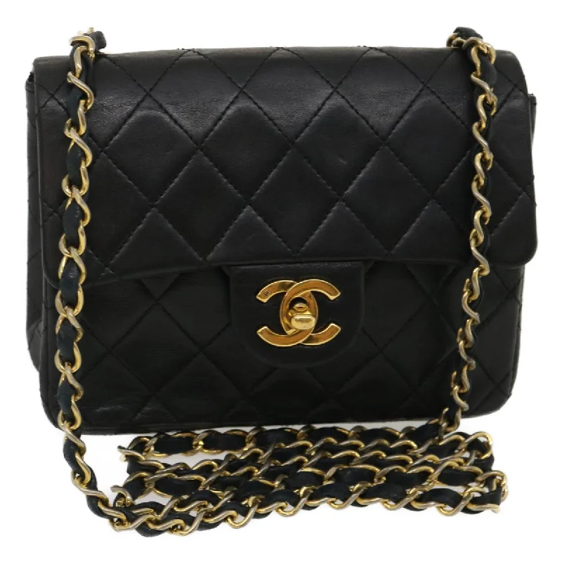 Chanel Small Crossbody Bag for TravelCHANEL Mini Matelasse Chain Flap Shoulder Bag Lamb Skin Black Gold  ai651A