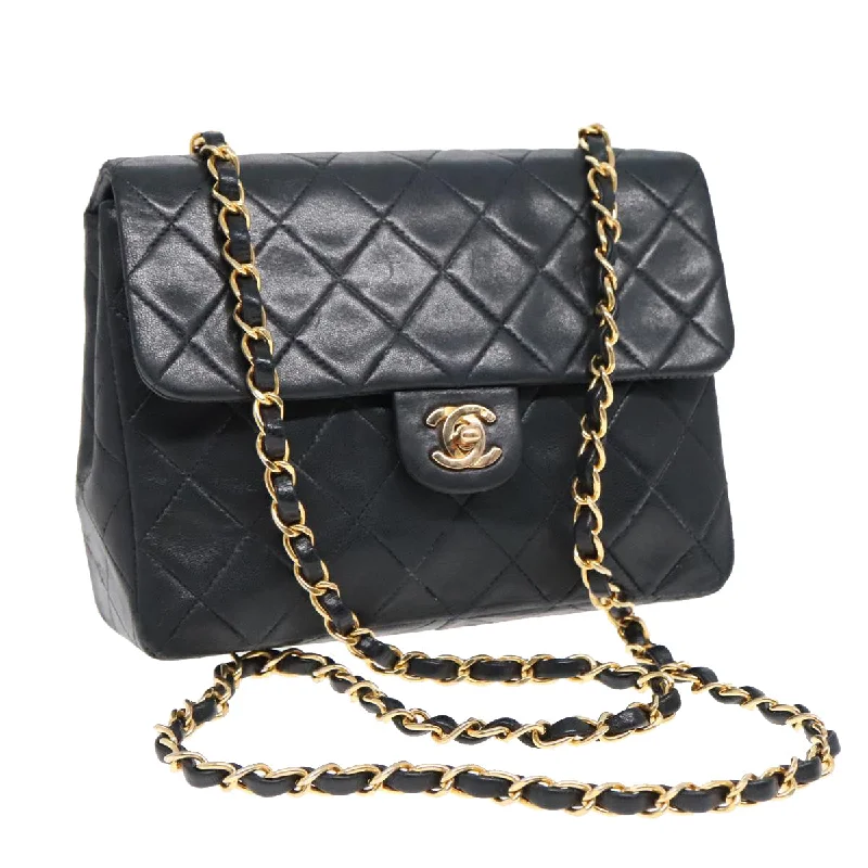 Chanel Medium Tote Bag for Office LadiesCHANEL Mini Matelasse Chain Shoulder Bag Lamb Skin Black Gold CC  yk15360