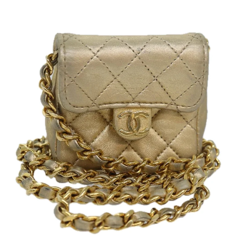 Chanel New Arrival Handbag with Gold HardwareCHANEL Mini Matelasse Chain Shoulder Bag Lamb Skin Gold Tone CC  84205A