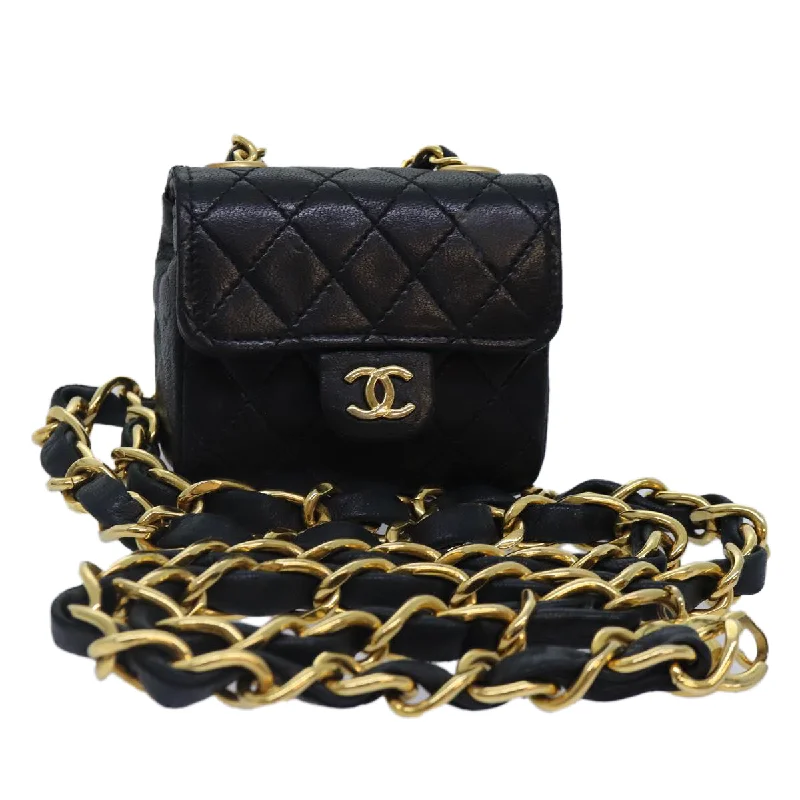 Chanel New Arrival Handbag with Gold HardwareCHANEL Mini Mini Matelasse Chain Pouch Lamb Skin Black Gold CC  89068A