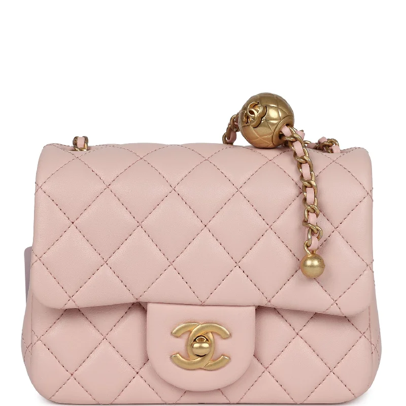 Chanel Classic Flap Bag for Evening PartyChanel Mini Pearl Crush Square Flap Bag Light Pink Lambskin Aged Gold Hardware