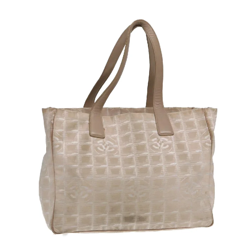 Chanel Limited Edition Handbag for CollectorsCHANEL New Travel Line Tote Bag Nylon Beige Gold CC  yk14279