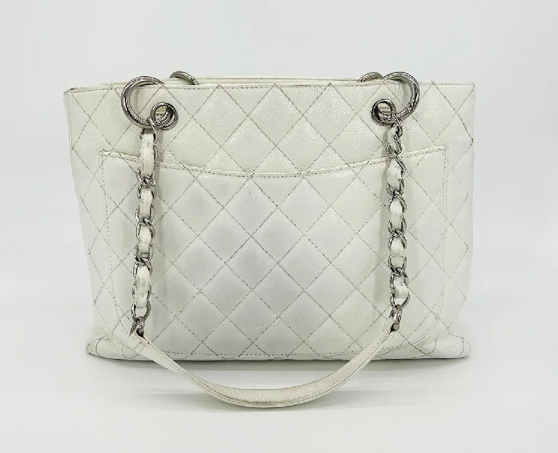 Chanel New Arrival Handbag with Gold HardwareChanel Quilted White Caviar Grand Shopper Tote