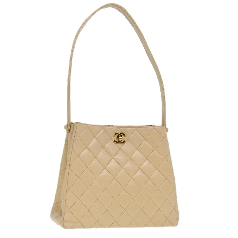 Chanel Handbag with Adjustable Strap for ComfortCHANEL Shoulder Bag Caviar Skin Beige Gold CC  bs17980