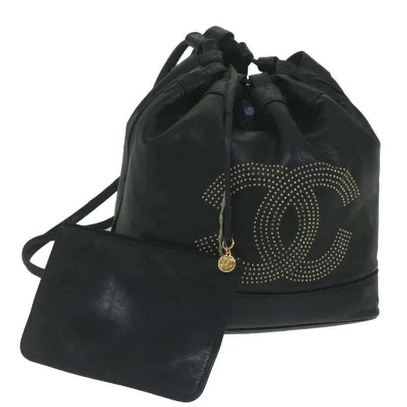 Chanel Handbag with Adjustable Strap for ComfortCHANEL Shoulder Bag Lamb Skin Black CC  bs10702