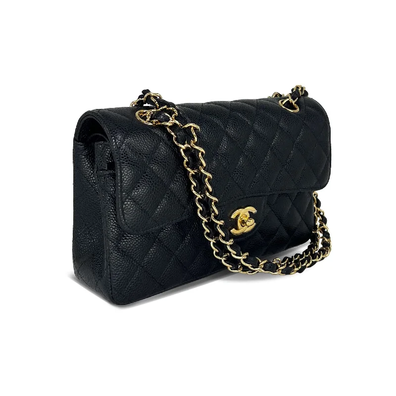 Chanel Small Crossbody Bag for TravelPre owned Chanel small black caviar leather flap designer bag