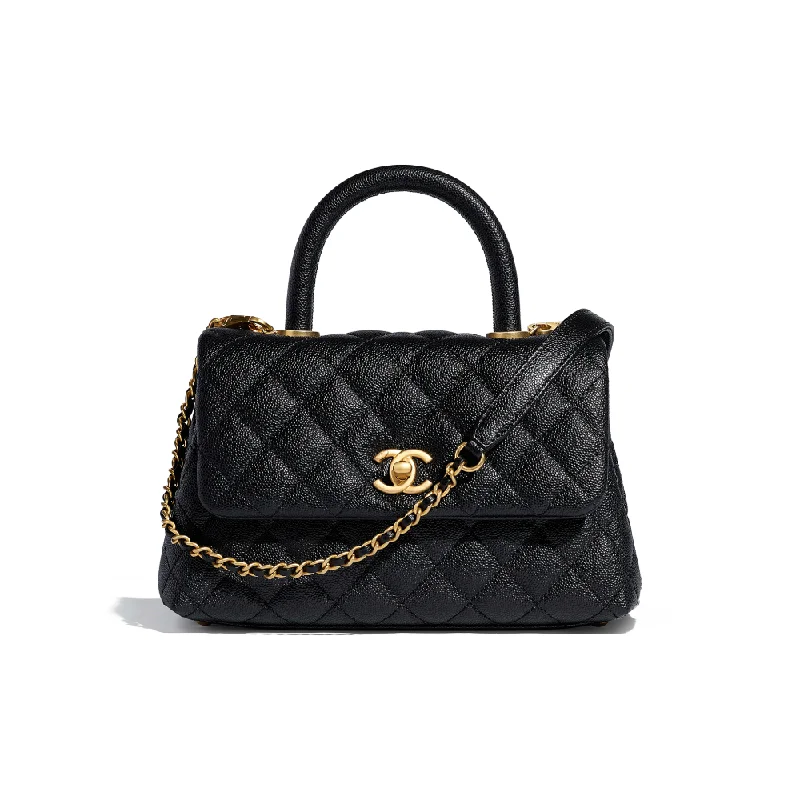 Chanel Quilted Leather Shoulder Bag for FashionistasChanel Small Flap Bag With Top Handle Black