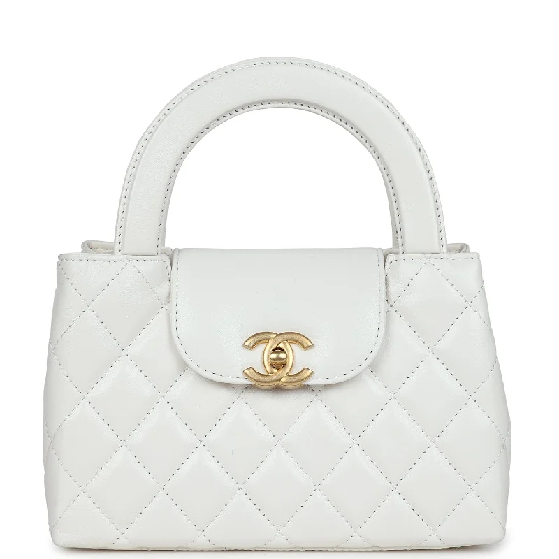 Chanel Luxury Handbag for High - End EventsChanel Small Kelly Shopper White Shiny Aged Calfskin Brushed Gold Hardware