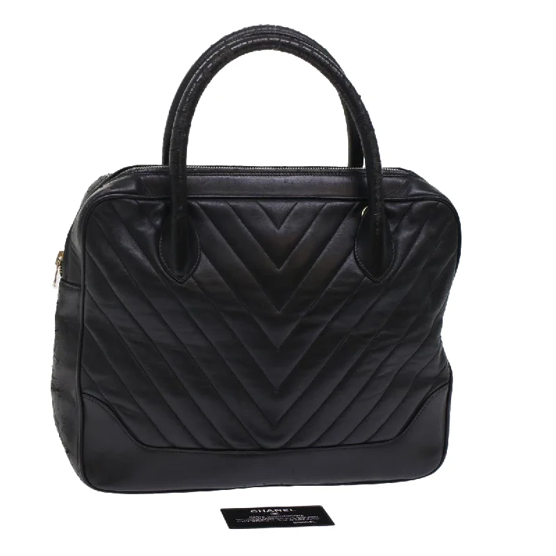 Chanel Quilted Leather Shoulder Bag for FashionistasCHANEL V Stitch Hand Bag Leather Black CC  bs7027