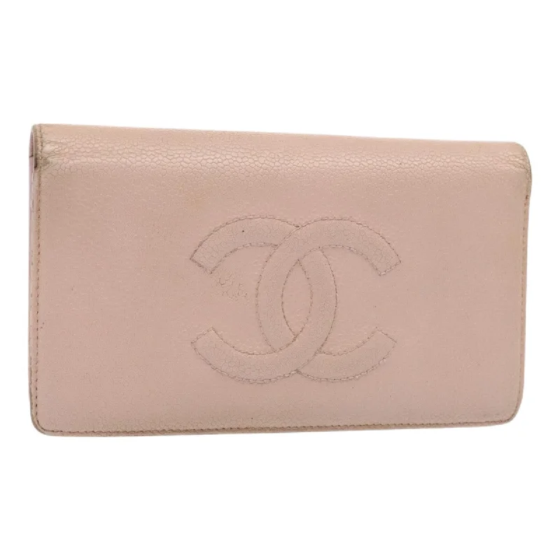 Chanel Small Crossbody Bag for TravelCHANEL Wallet Caviar Skin Pink Silver CC  bs17427