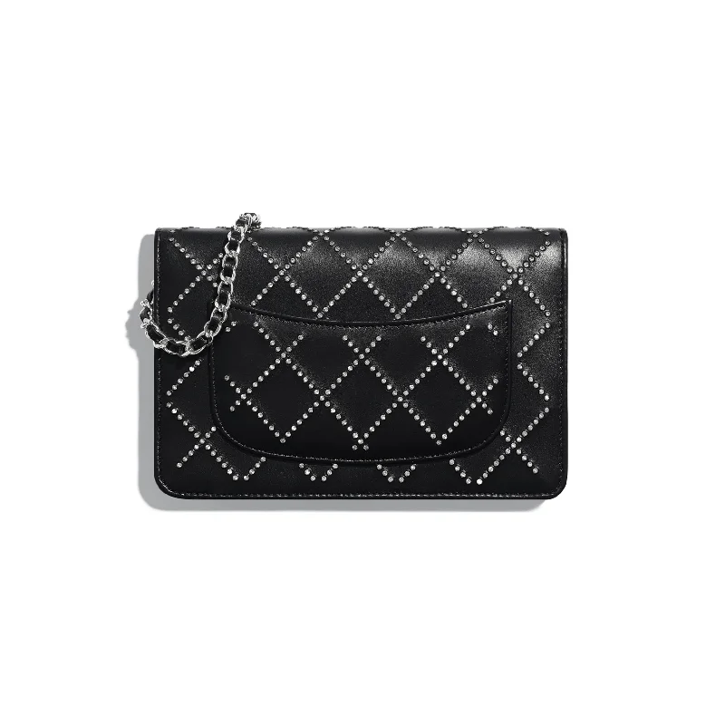 Chanel Black Handbag for Business MeetingsChanel Wallet On Chain – WOC Grained Quilted Calfskin Black Studded