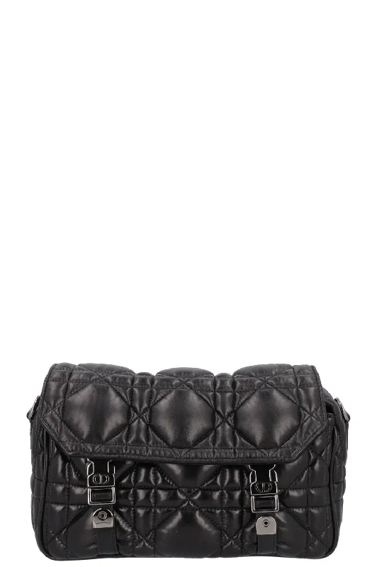 Christian Dior Saddle bags with a studded trim for a bold lookDIOR Diorcamp Cannage Bag Black Leather