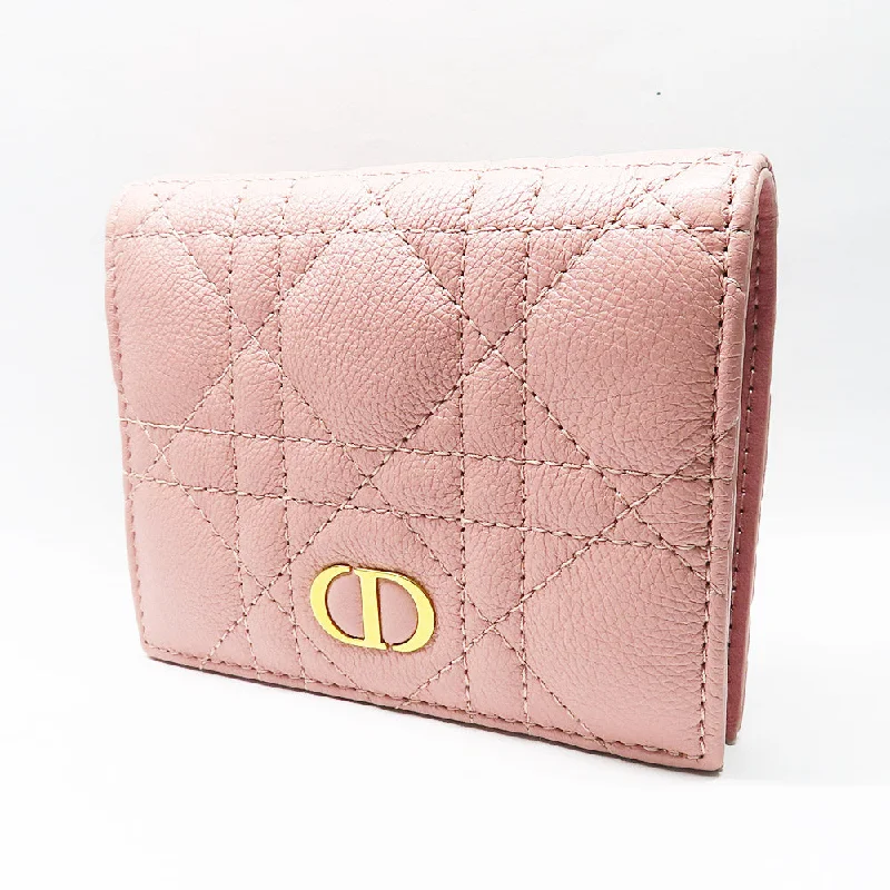 Christian Dior handbags with a snap - button closure and a decorative buckleDior Dior Caro Caro Saffron Multi-Color Antique Pink Mini Wallet S5137URXU_M45E Lady Wallet