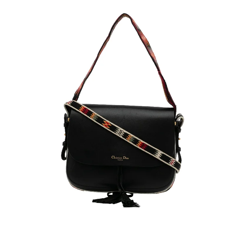 Christian Dior tote bags with a double - handle and shoulder - strap optionDior Diorodeo Flap Black Calfskin