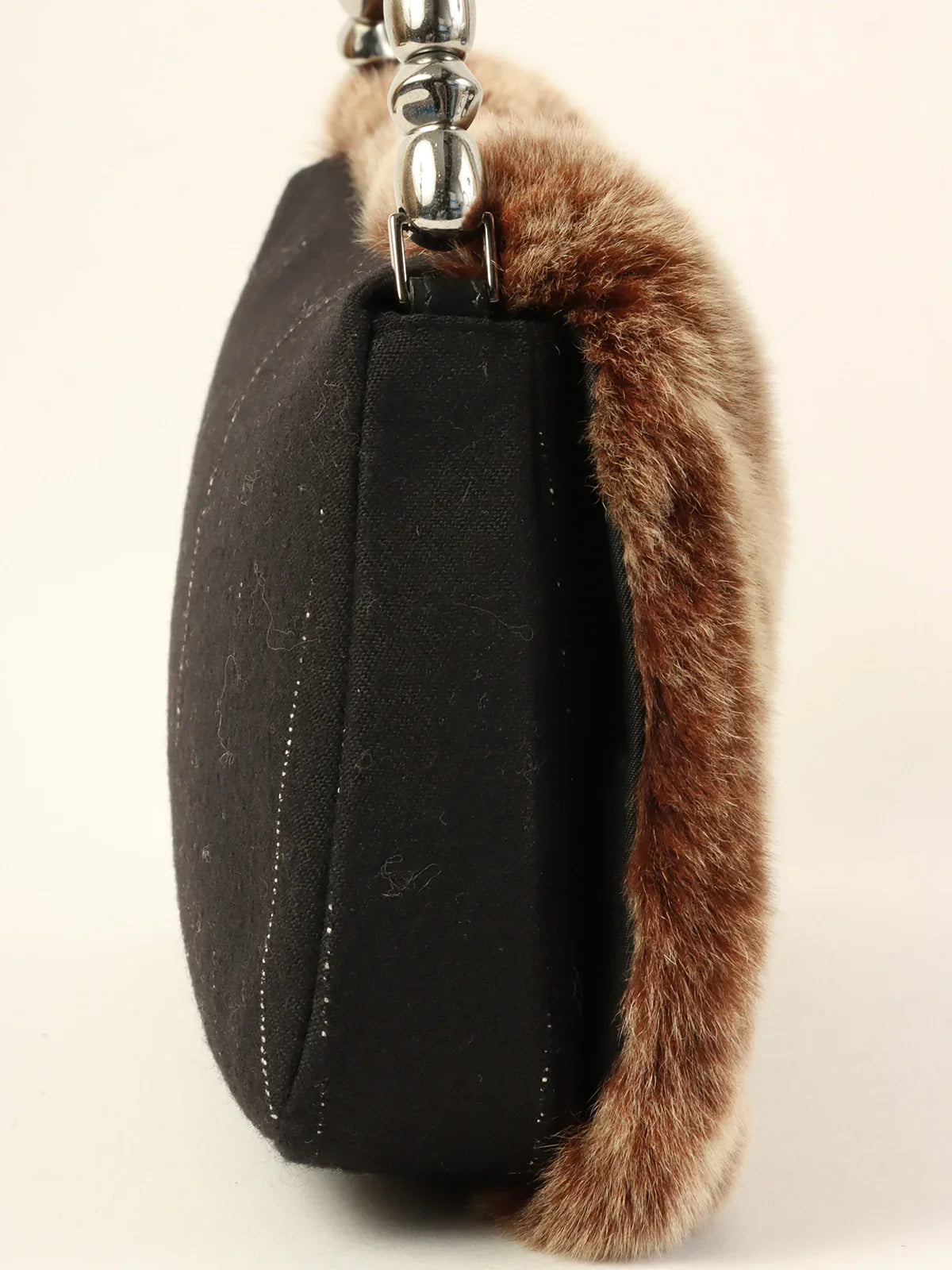 Contemporary Christian Dior handbags with a unique shapeDIOR Fur Maris Pearl Logo Shoulder Bag Brown/Black