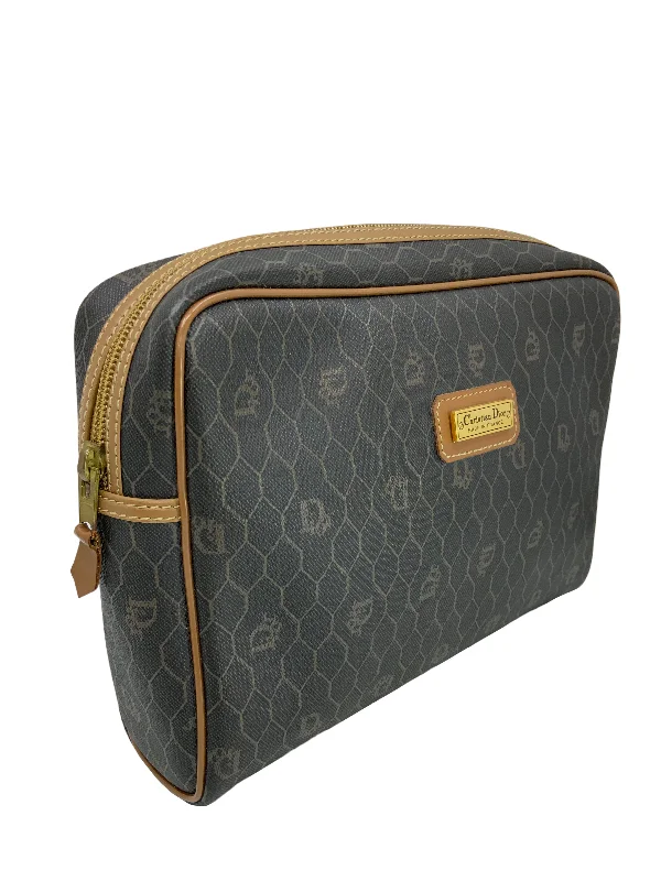 Christian Dior bags with a side - pocket for holding a water bottleDior Honeycomb Coated Canvas Monogram Toiletry Pouch