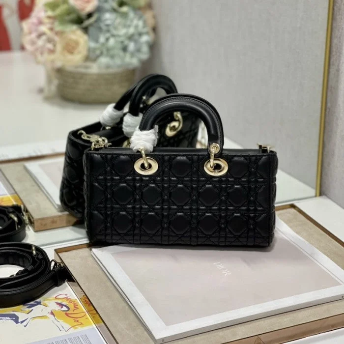 Contemporary Christian Dior handbags with a unique shapeDior Lady D-Joy Bag Black Cannage Lambskin