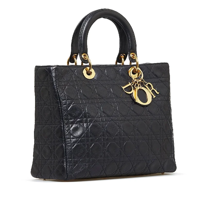 Stylish Christian Dior shoulder bags with a tassel - adorned zipperDior Lady Dior Large Cannage Quilted Leather