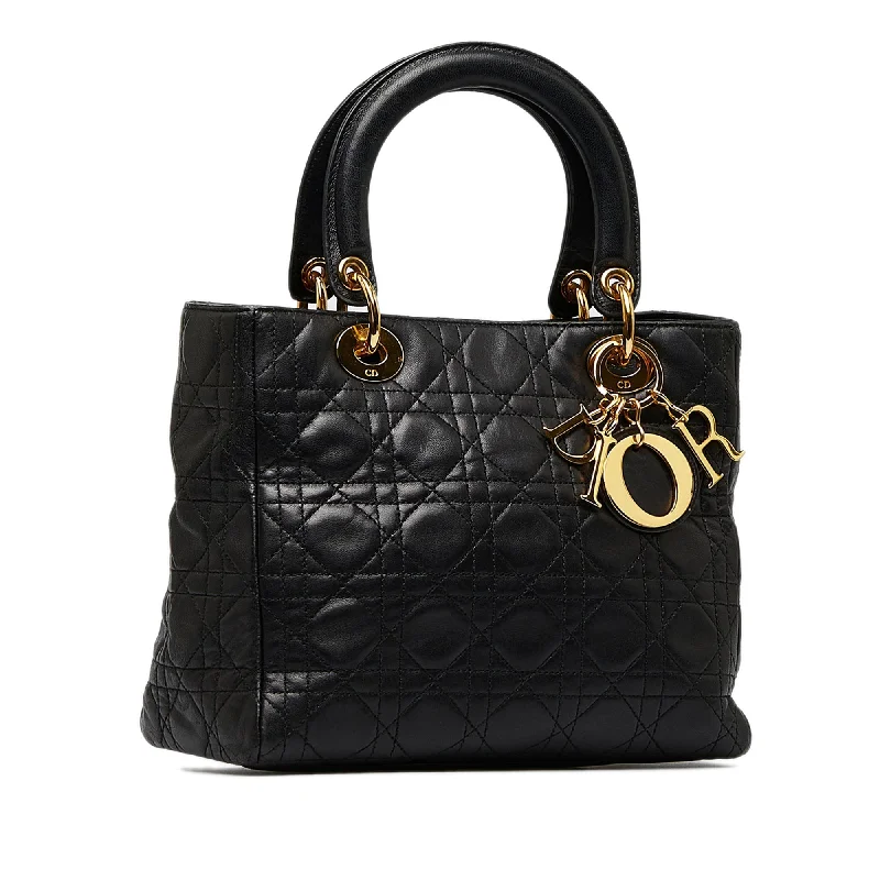 Christian Dior crossbody bags with a front - flap pocket for easy accessDior Lady Dior Medium Black Cannage Quilted Leather