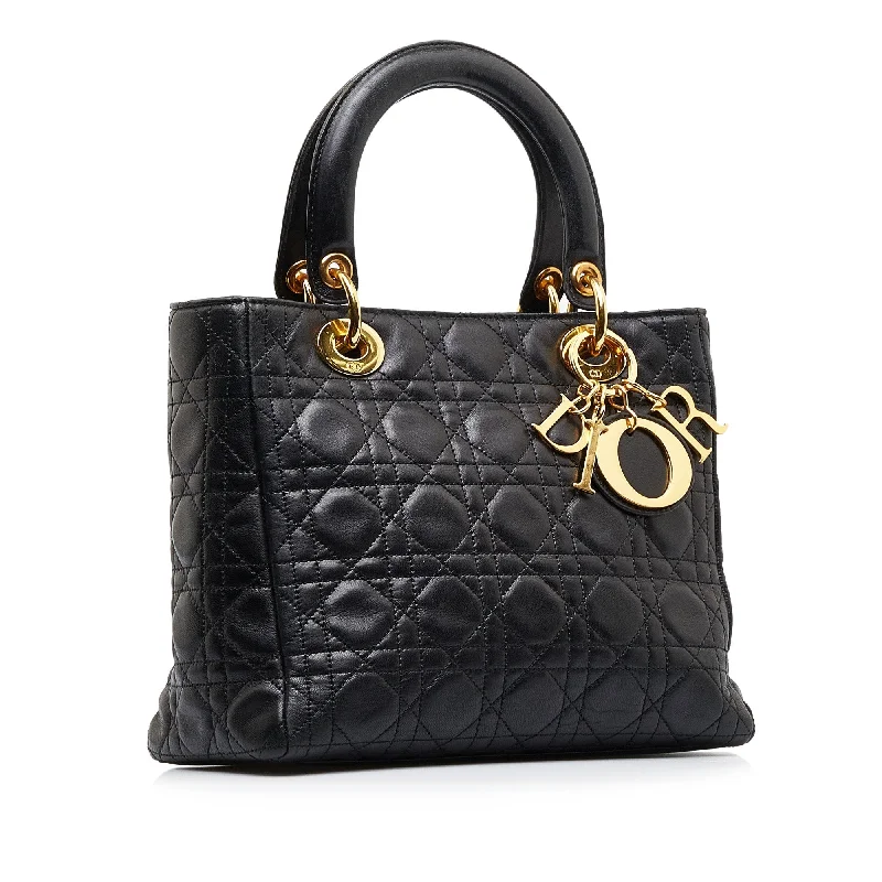 Christian Dior backpacks with a sleek, minimalist silhouetteDior Lady Dior Medium Black Cannage Quilted Leather