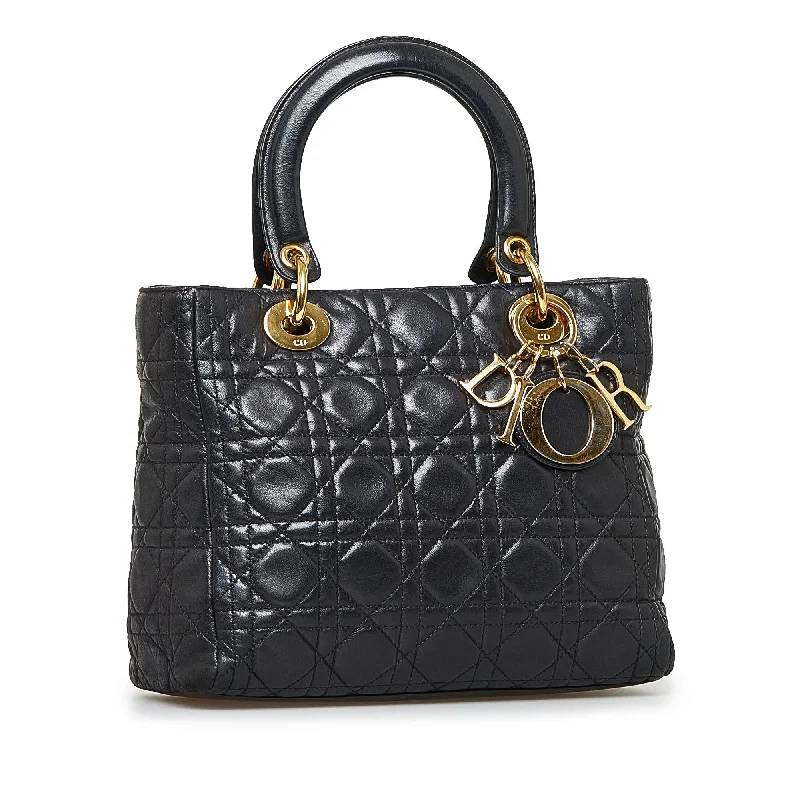 Stylish Christian Dior shoulder bags with a tassel - adorned zipperDior Lady Dior Medium Cannage Quilted Leather