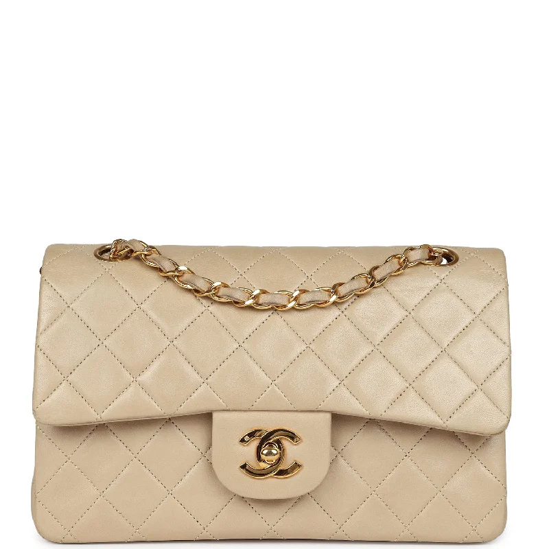 Chanel Lightweight Handbag for Daily ErrandsVintage Chanel Small Classic Double Flap Beige Lambskin Gold Hardware