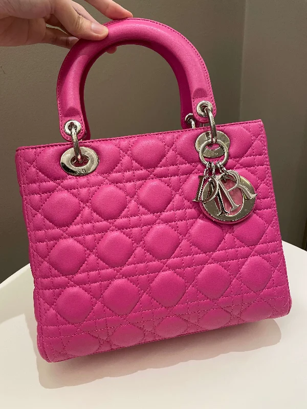 Christian Dior Saddle bags with a studded trim for a bold lookDior Classic Lady Dior Bubble Gum Pink Lambskin